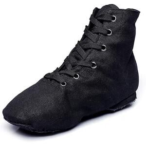 New Womens Size 6 Black Canvas Fabric Lace Up Jazz Character Ankle Boot Shoes